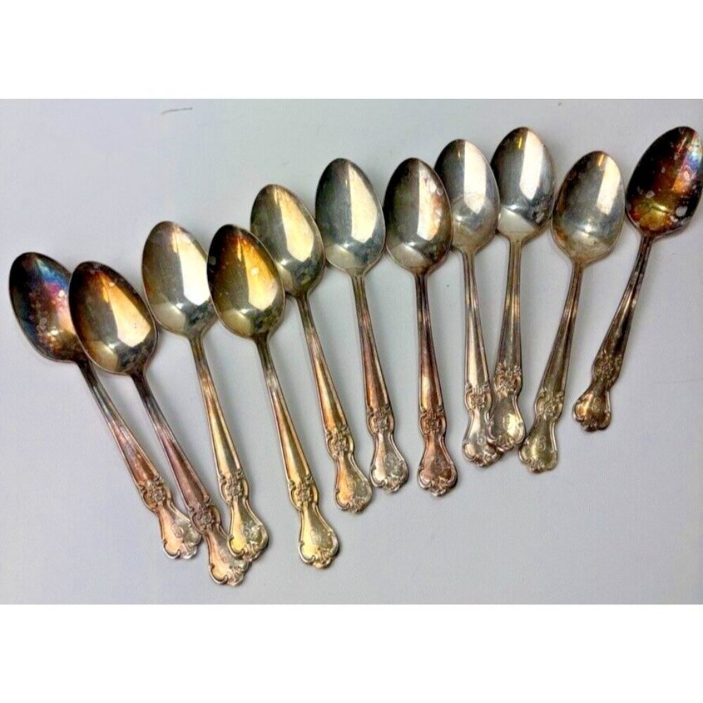 11pc Vintage Spoons Old Company Plate Signature Rose Pattern Flatware